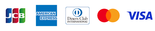 JCB, Amex, Diners Club, Mastercard, VISA